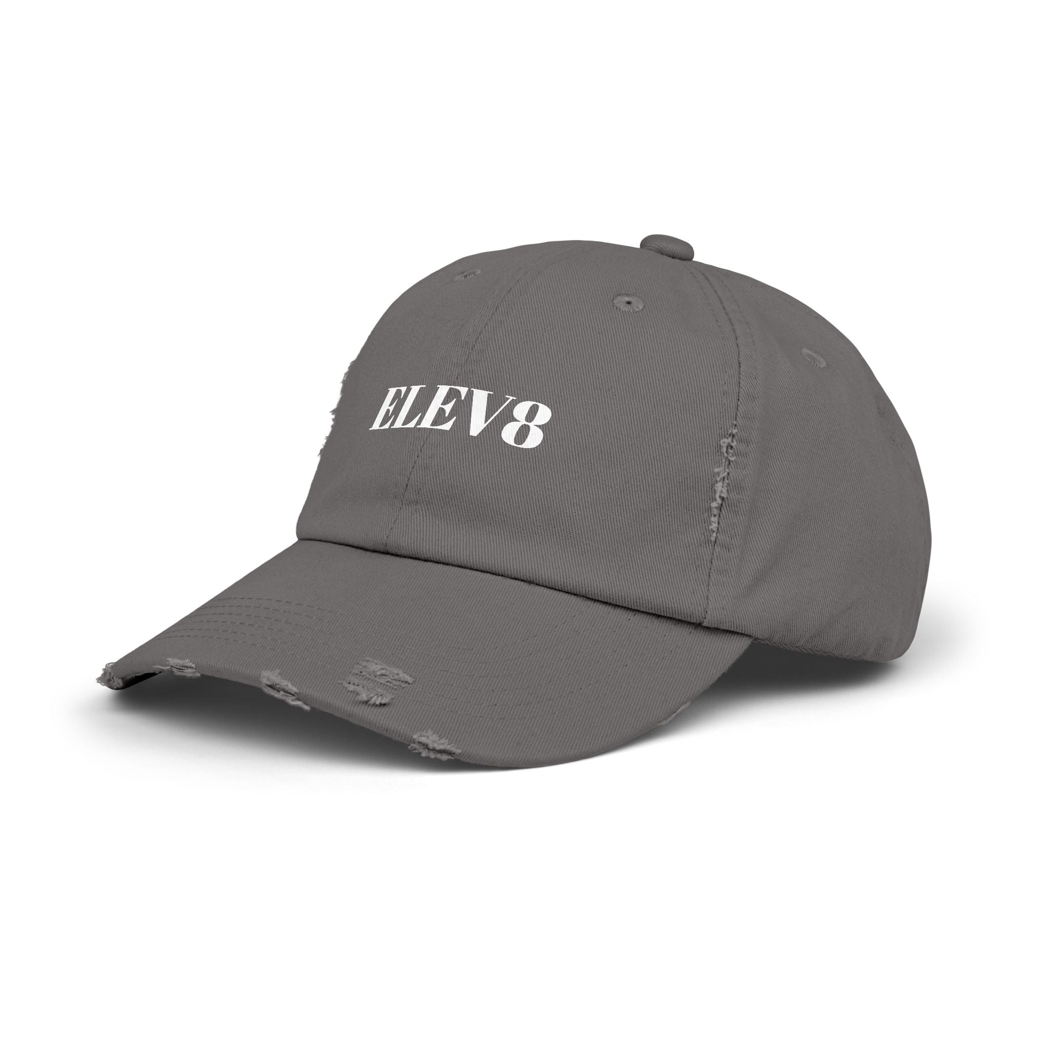 Elev8 Distressed Cap – Vintage Black Baseball Hat with ELEV8 Text