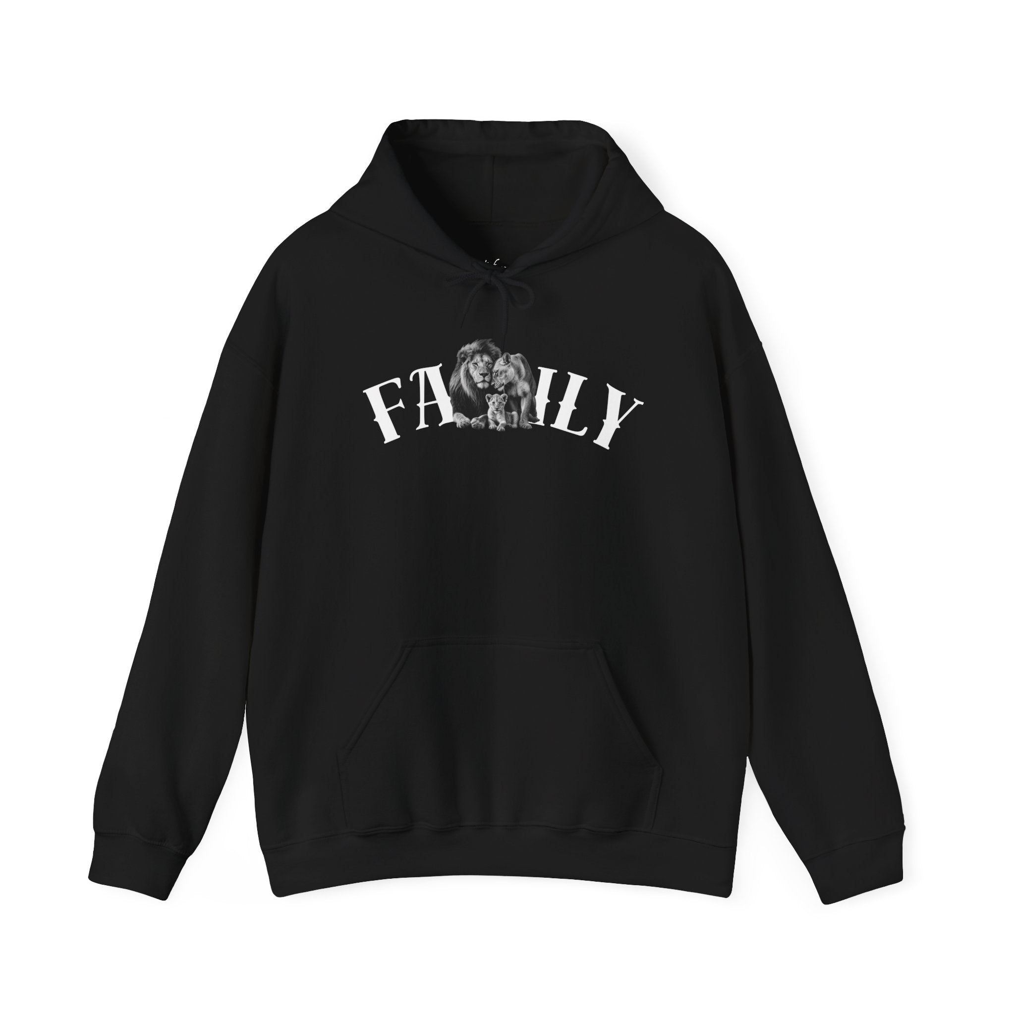 Family Lion Graphic Hoodie — "FAMILY" Vintage Crest Pullover