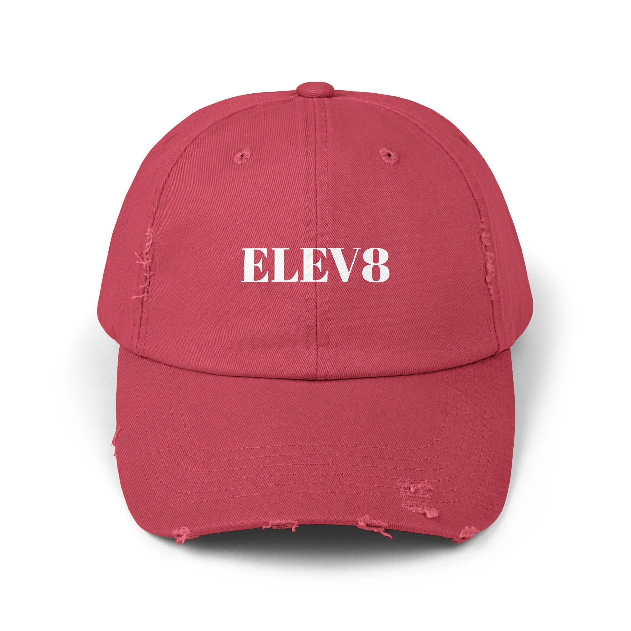 Elev8 Distressed Cap – Vintage Black Baseball Hat with ELEV8 Text