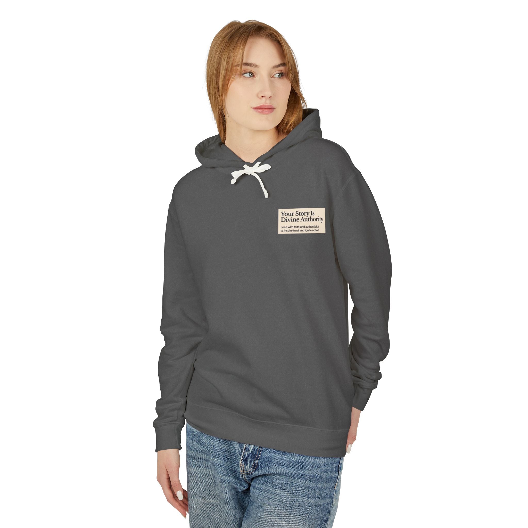Hoodie — "Your Story is Divine Authority" Minimal Inspirational Pullover