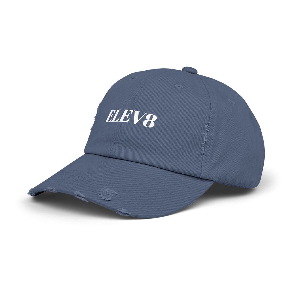 Elev8 Distressed Cap – Vintage Black Baseball Hat with ELEV8 Text