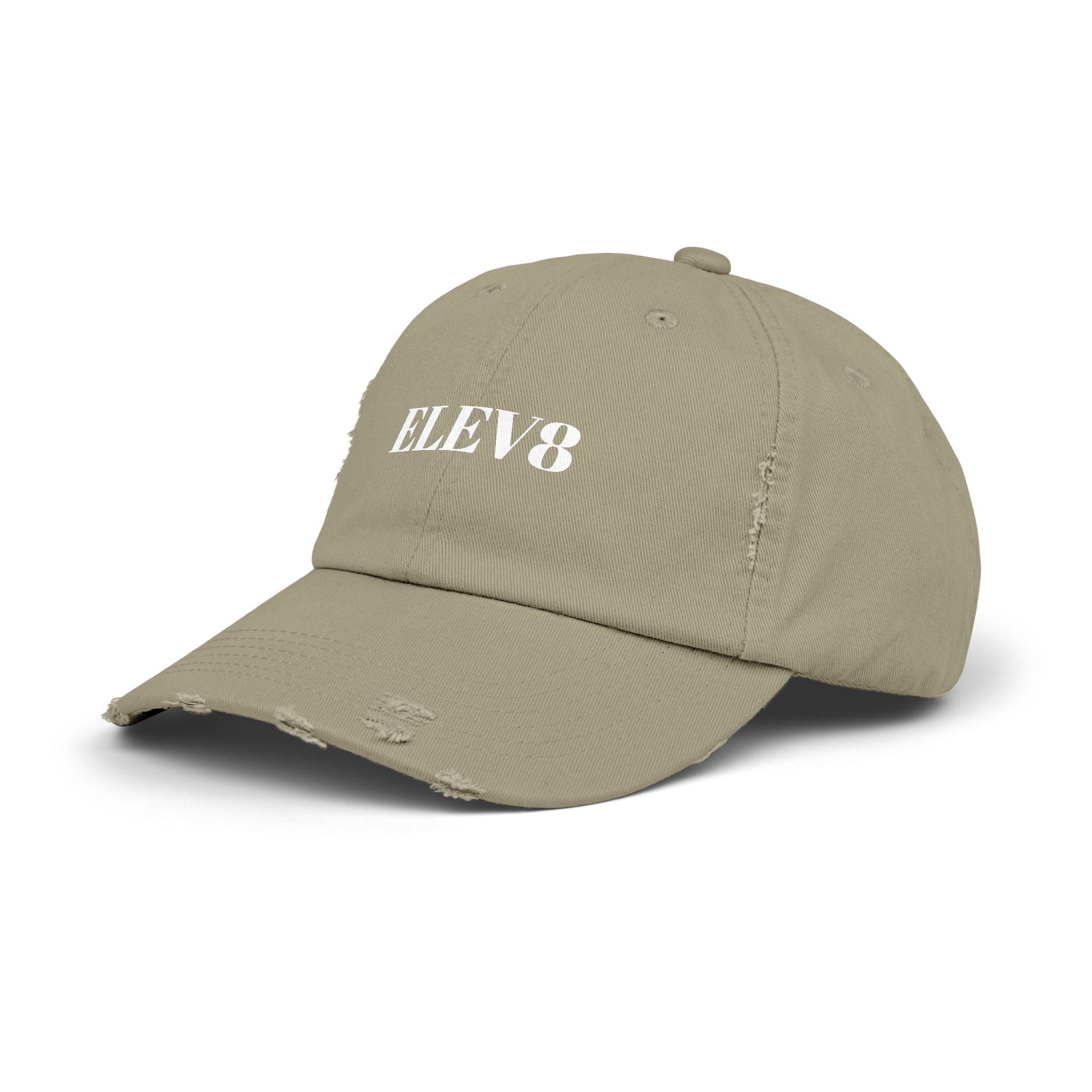 Elev8 Distressed Cap – Vintage Black Baseball Hat with ELEV8 Text