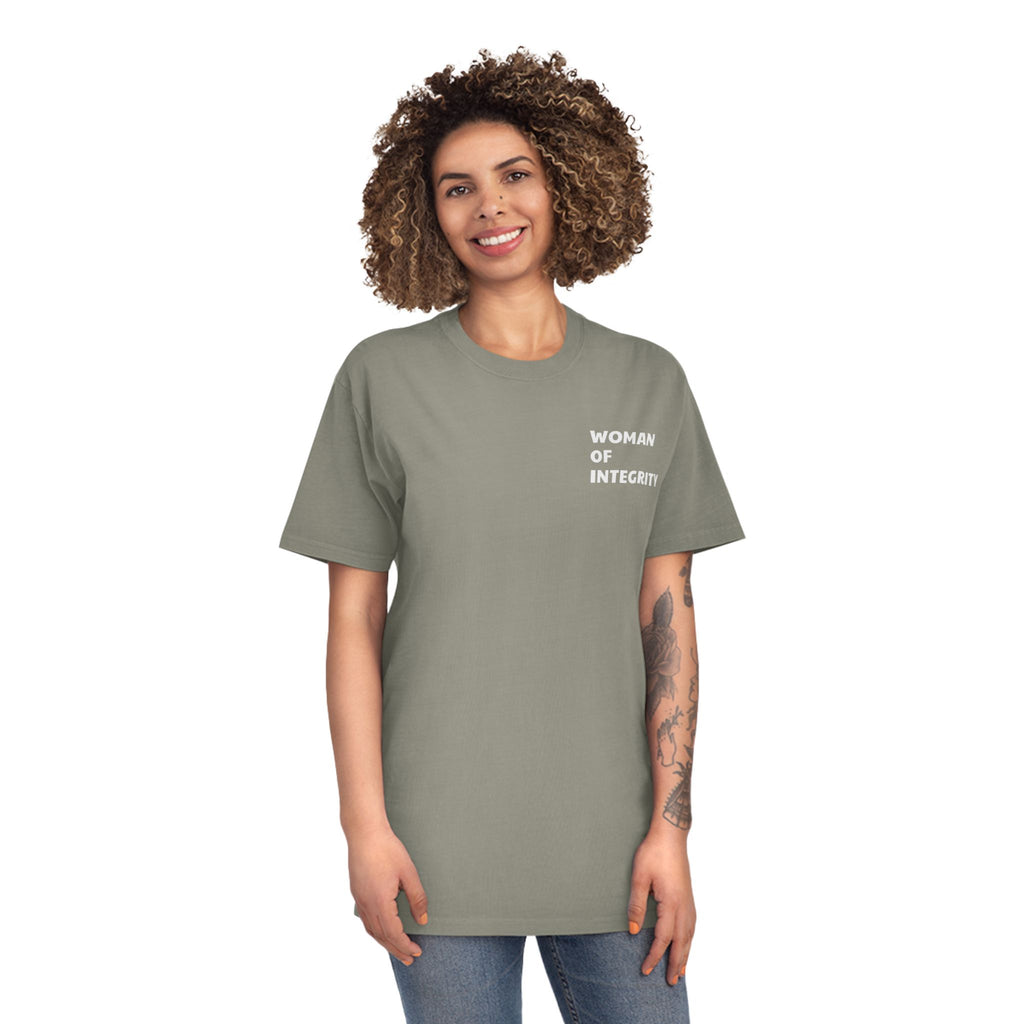 Woman of Integrity T-Shirt — Feminine Faded Tee for Inspirational Everyday Wear