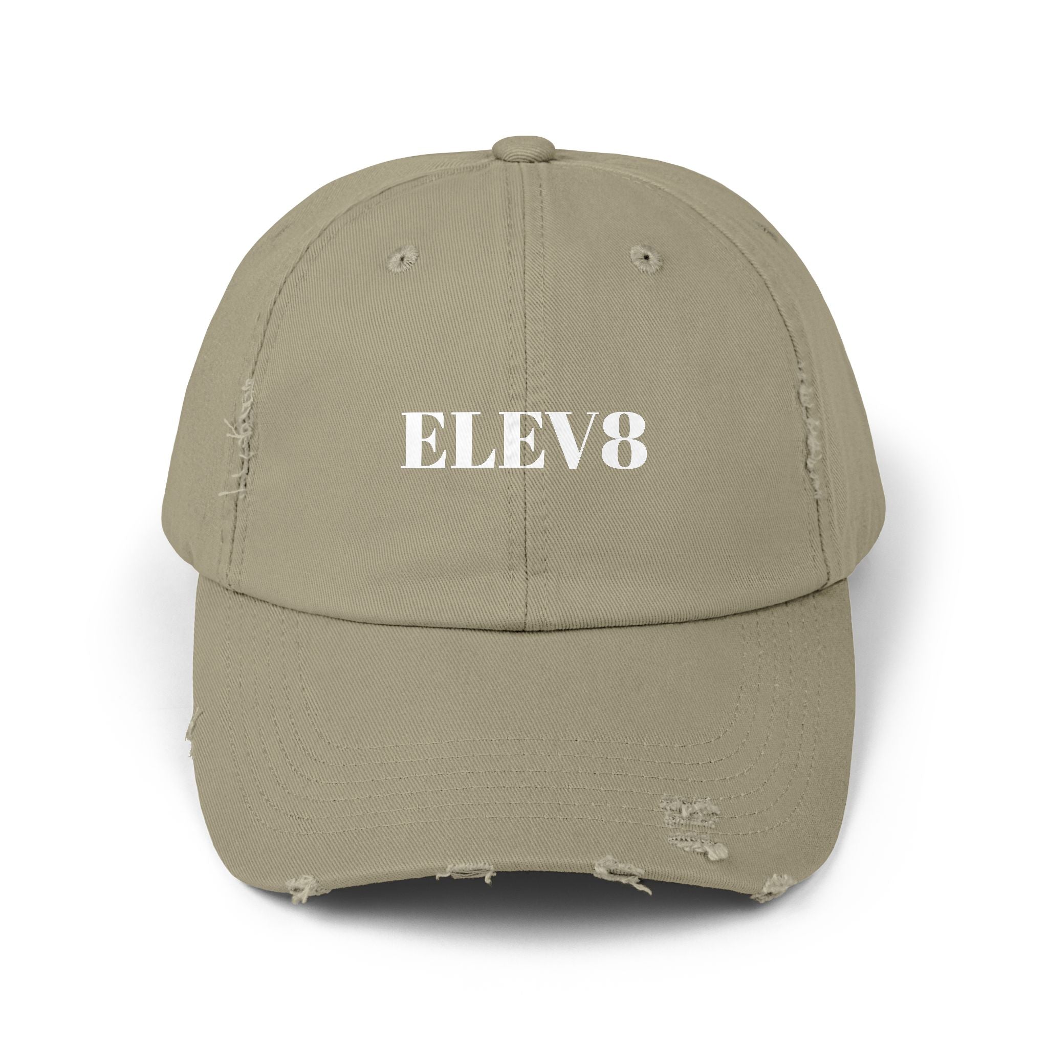 Elev8 Distressed Cap – Vintage Black Baseball Hat with ELEV8 Text