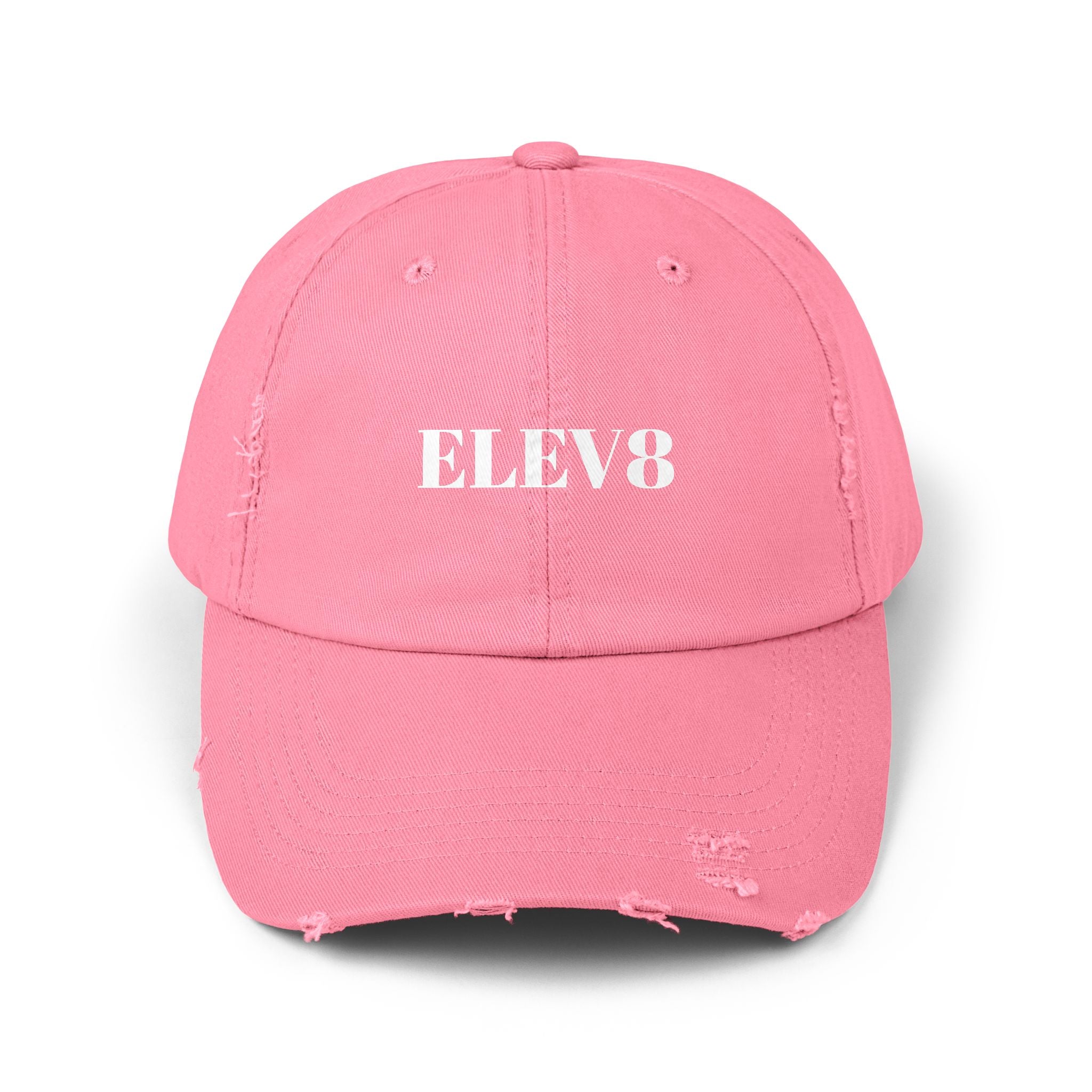 Elev8 Distressed Cap – Vintage Black Baseball Hat with ELEV8 Text