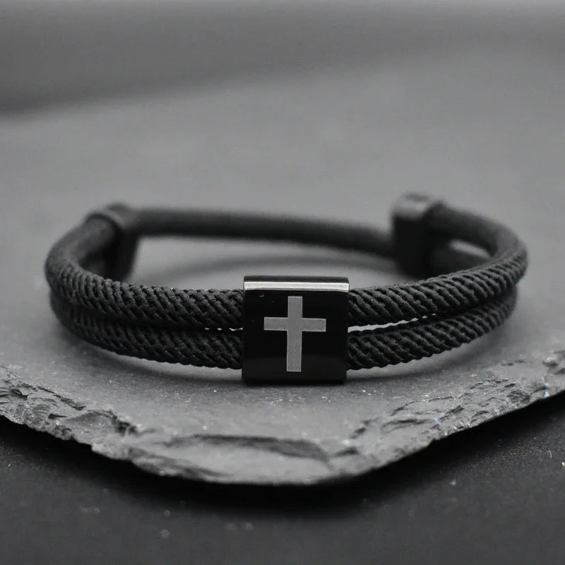 Black Stainless Steels Cross Bracelet
