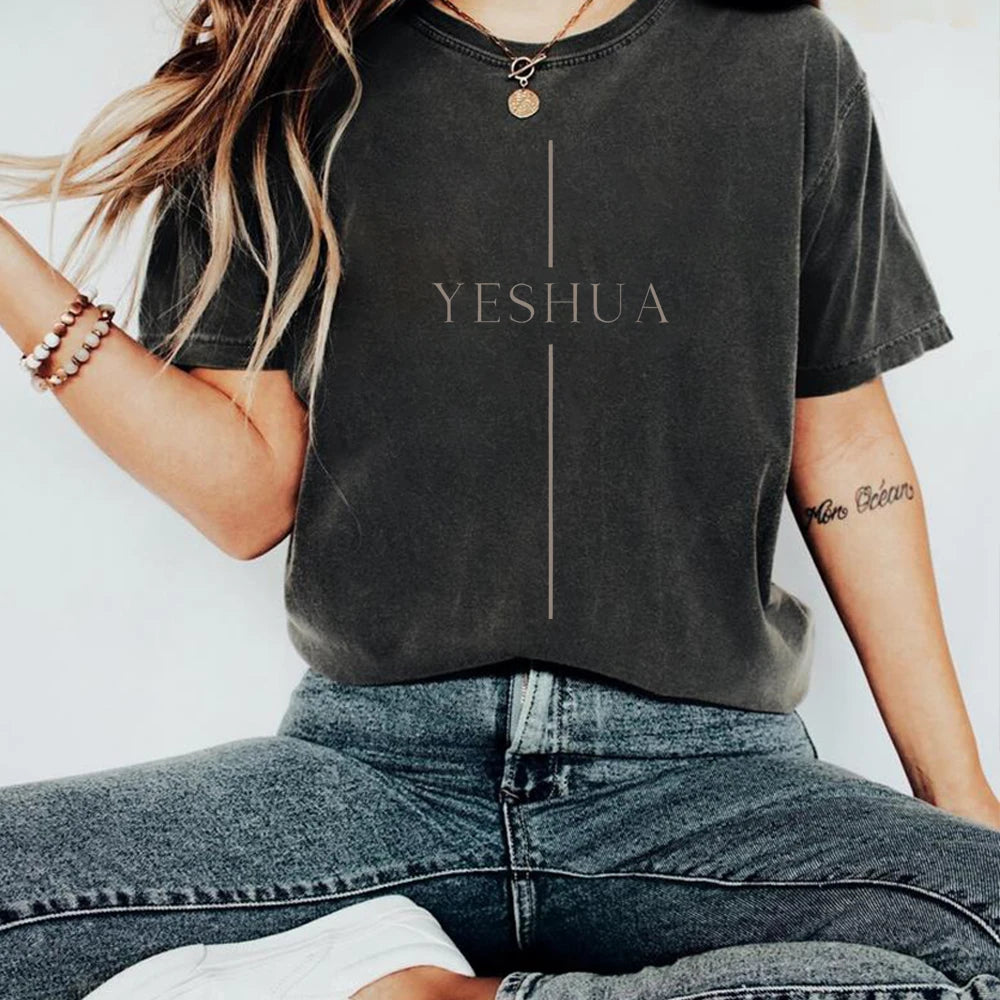 Vintage Yeshua T Shirt Christian Shirts Cool Christian Tshirt Jesus Shirt Faith T-Shirt Unisex Short Sleeves Casual Tops