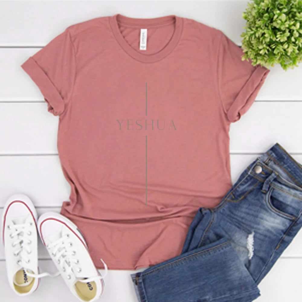 Vintage Yeshua T Shirt Christian Shirts Cool Christian Tshirt Jesus Shirt Faith T-Shirt Unisex Short Sleeves Casual Tops