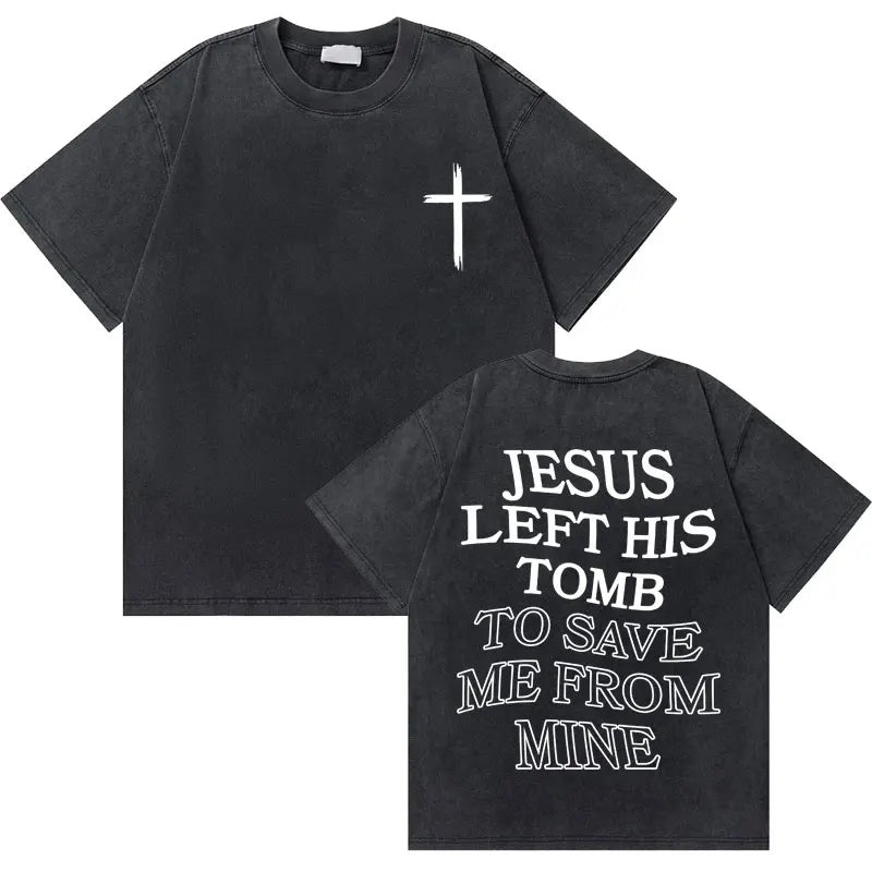 Casual Washed Retro Christian Jesus T-shirt