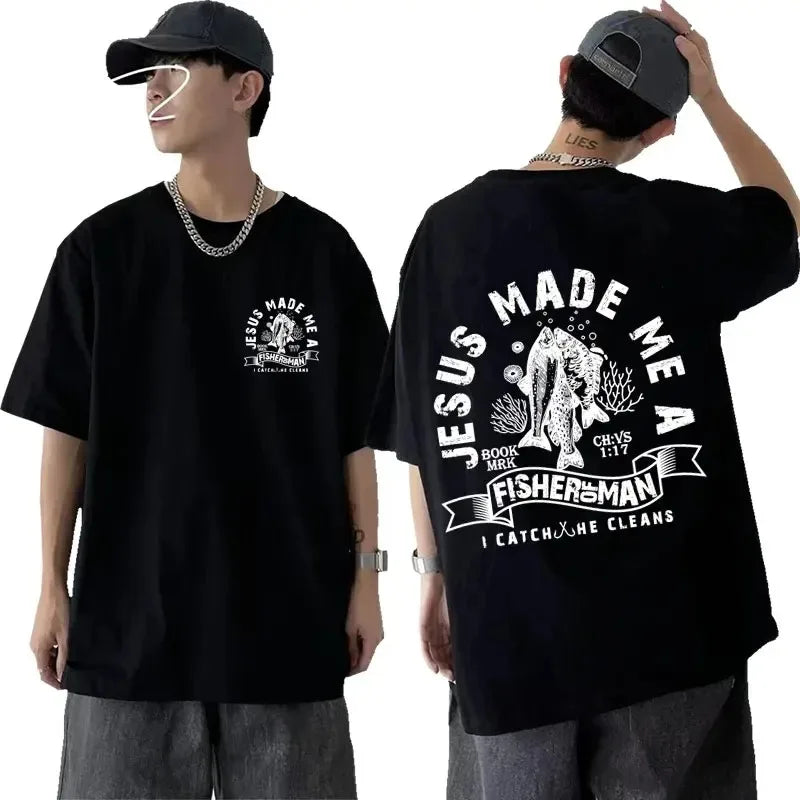 Harajuku Casual Men's Aesthetic Christian T Shirt Jesus Bible Verse Letters Print Apparel T-shirt Unisex Oversized T-Shirts Tops