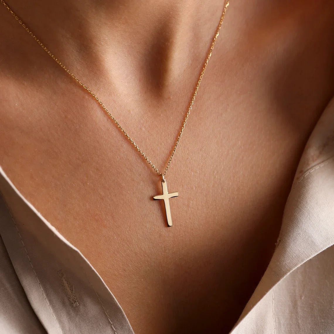 Fashion Stainless Steel Cross Gold Silver Necklace