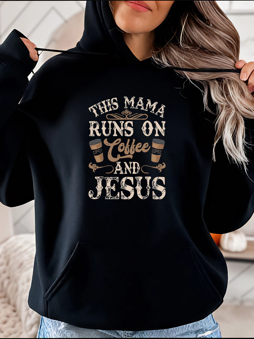 Women's Hoodie This Mama Runs on Coffee