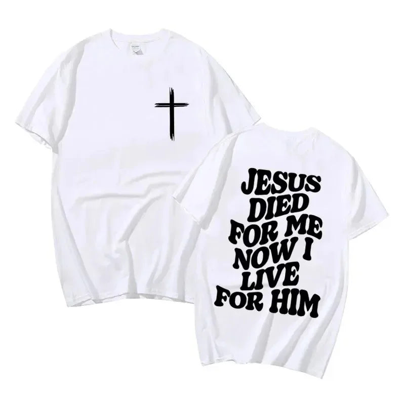 Harajuku Casual Men's Aesthetic Christian T Shirt Jesus Bible Verse Letters Print Apparel T-shirt Unisex Oversized T-Shirts Tops
