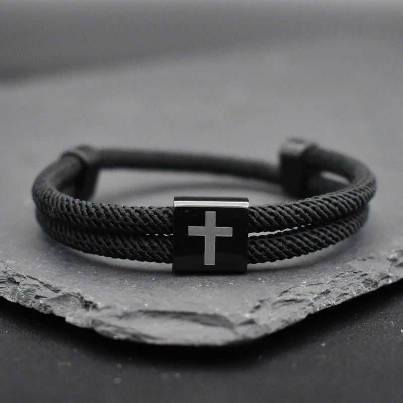 Black Stainless Steels Cross Bracelet