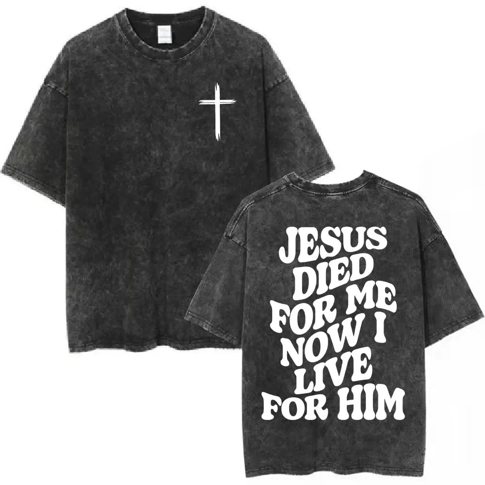 Christian Bible Text Retro Washed T-shirt