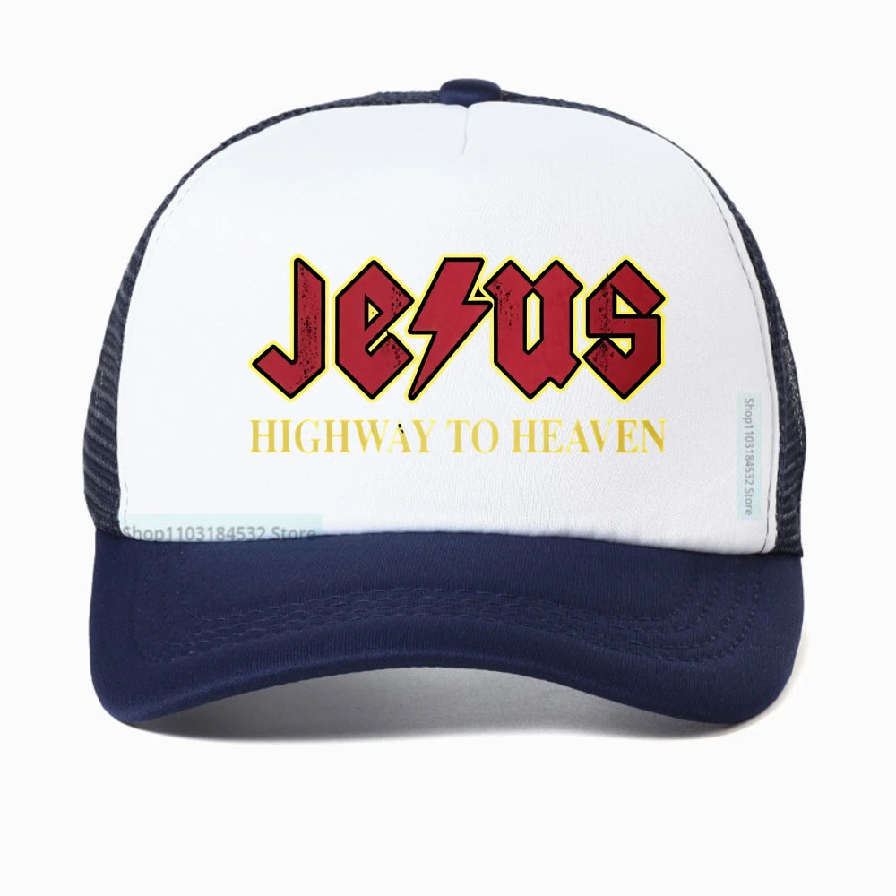 Vintage "Jesus Rocks Highway To Heaven" Mesh Snapback Cap