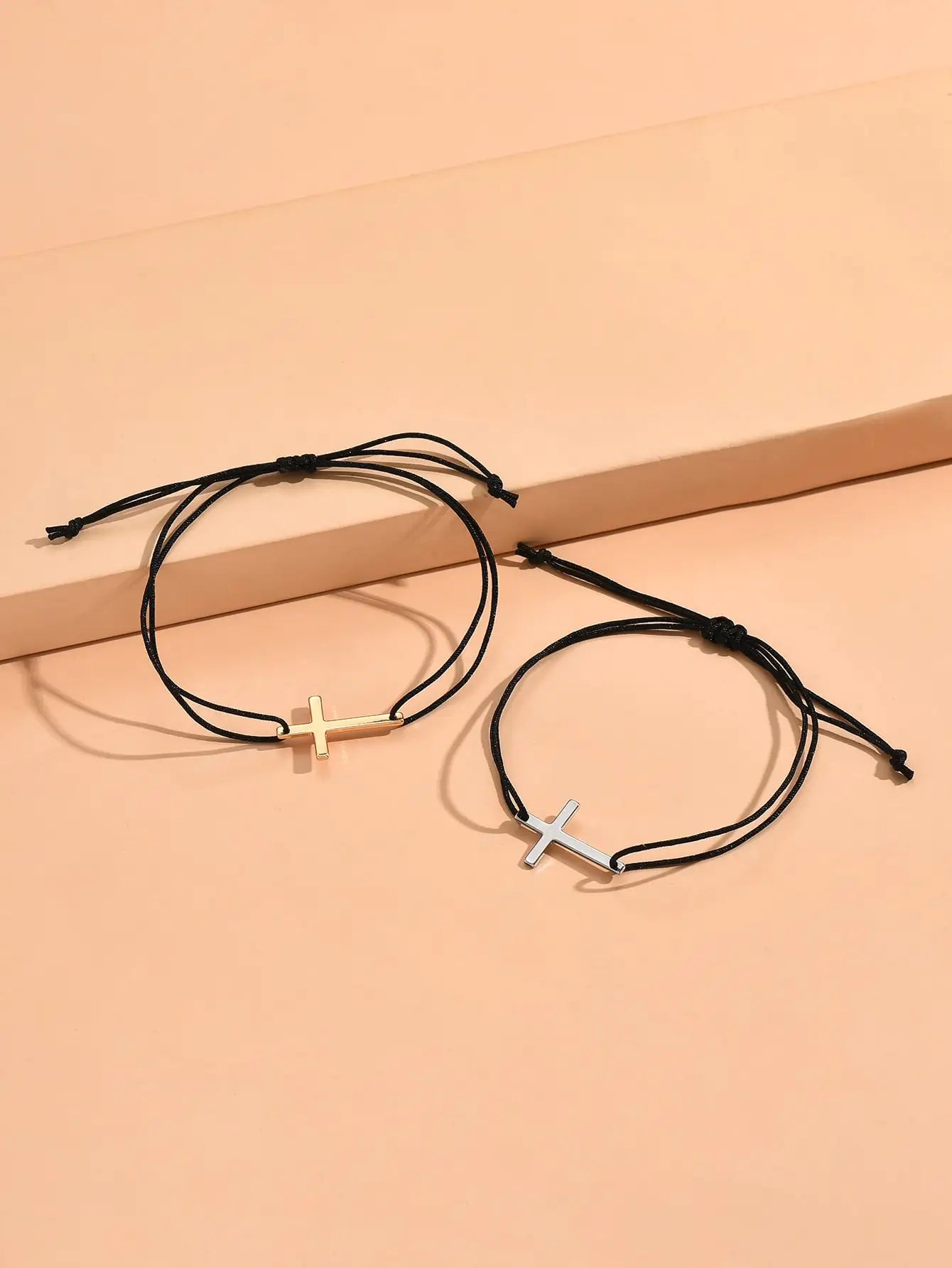 Minimalist Cross Couple Bracelet Set