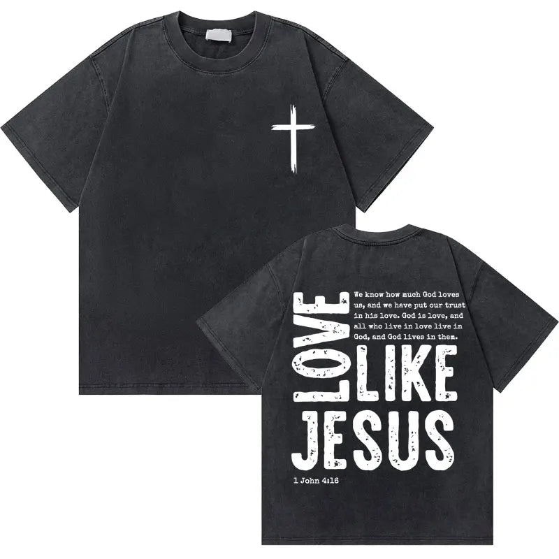 Casual Washed Retro Christian Jesus T-shirt