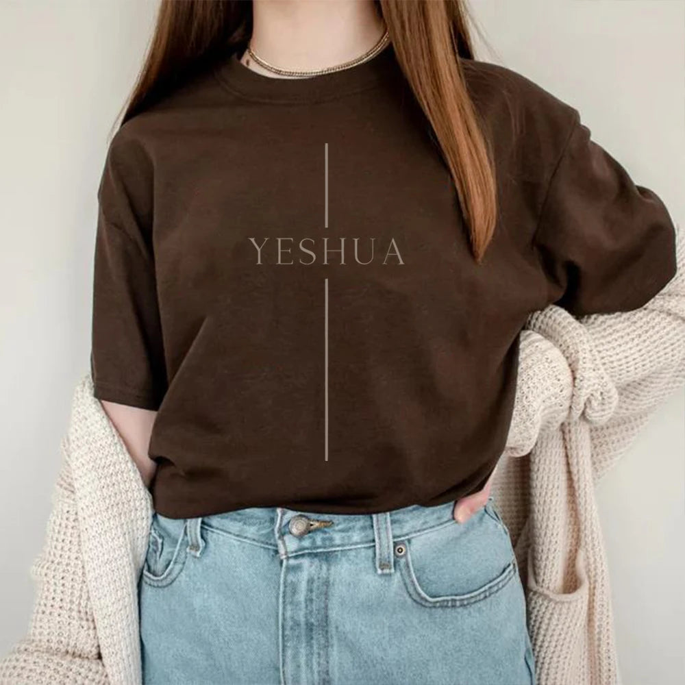 Vintage Yeshua T Shirt Christian Shirts Cool Christian Tshirt Jesus Shirt Faith T-Shirt Unisex Short Sleeves Casual Tops