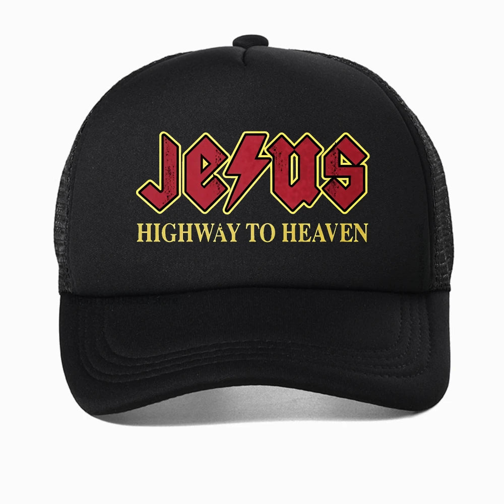 Vintage "Jesus Rocks Highway To Heaven" Mesh Snapback Cap