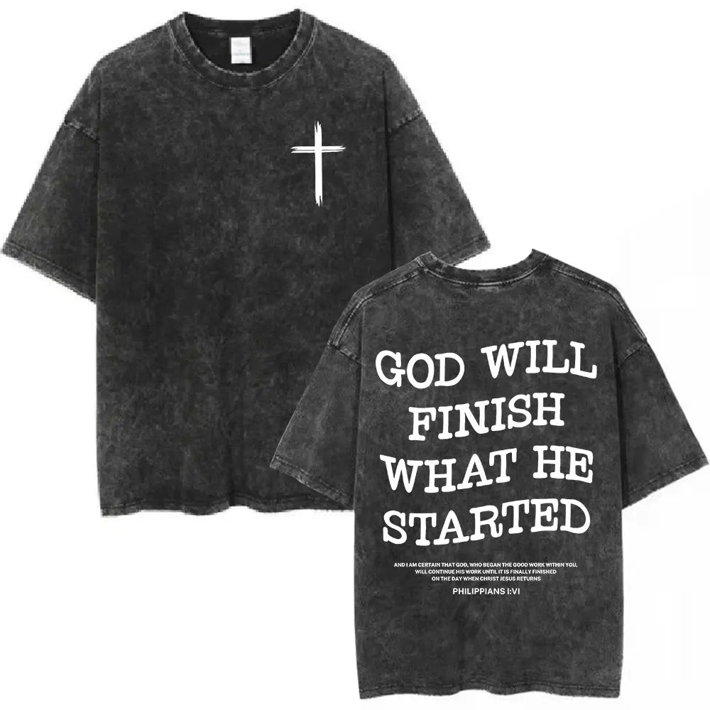 Christian Bible Text Retro Washed T-shirt