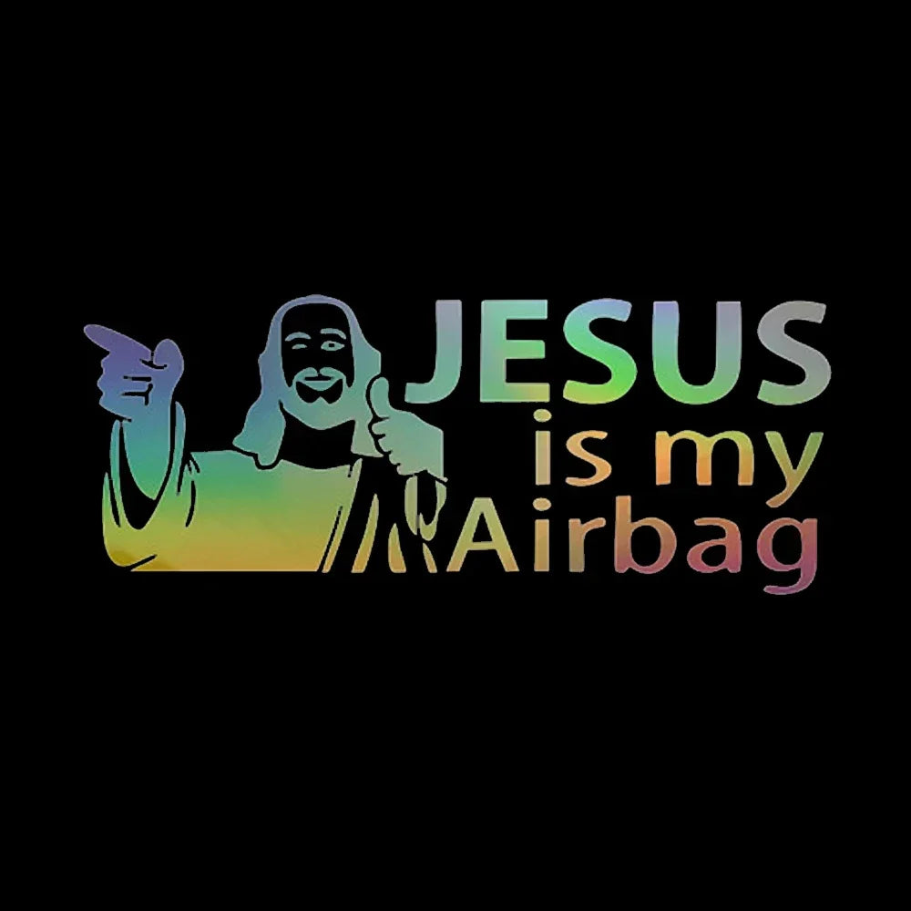 JESUS Is My Airbag Funny Car Sticker Auto Body Bumper Windows Motorcycle Laptop Walls Vinyl Film Decal Car Tuning Accessories