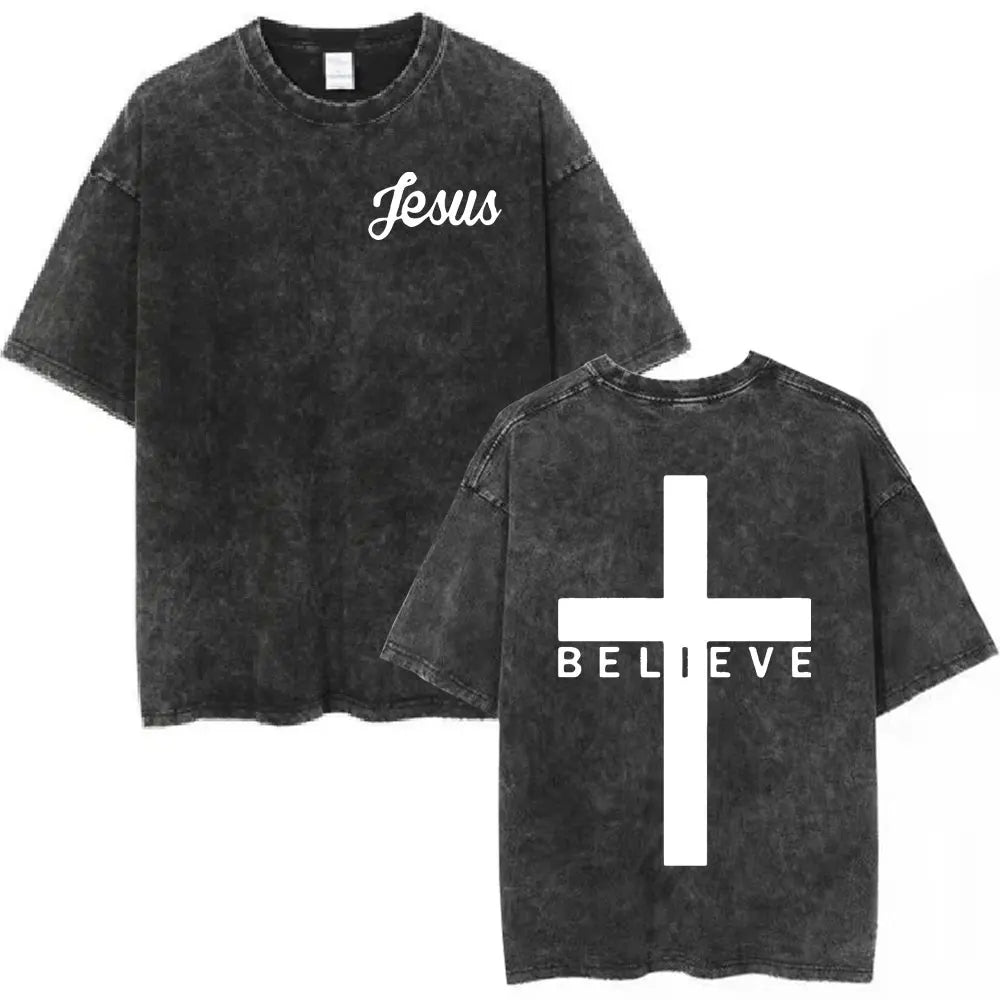 Christian Bible Text Retro Washed T-shirt