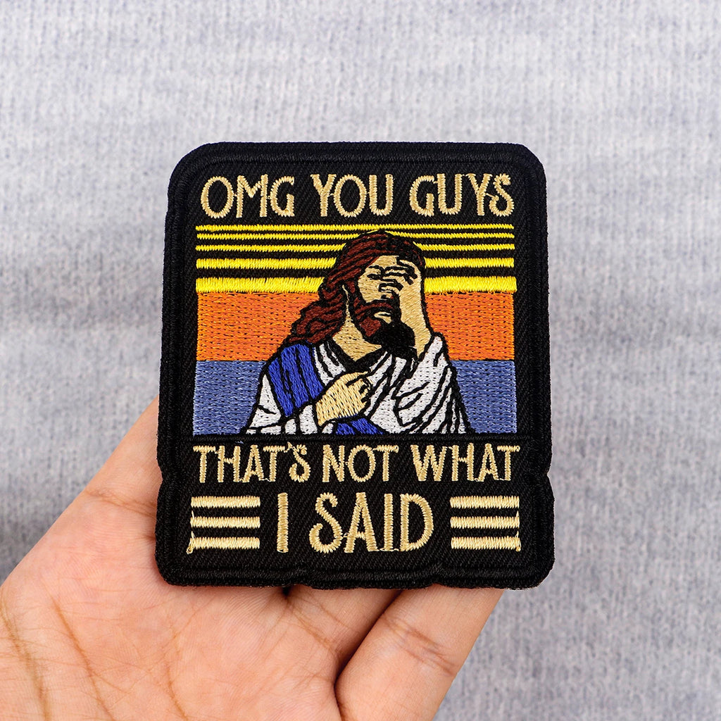 Jesus Funny Sayings Embroidered Patches on Clothes DIY Letters Applique Clothing Thermoadhesive Patches For Clothing Stickers