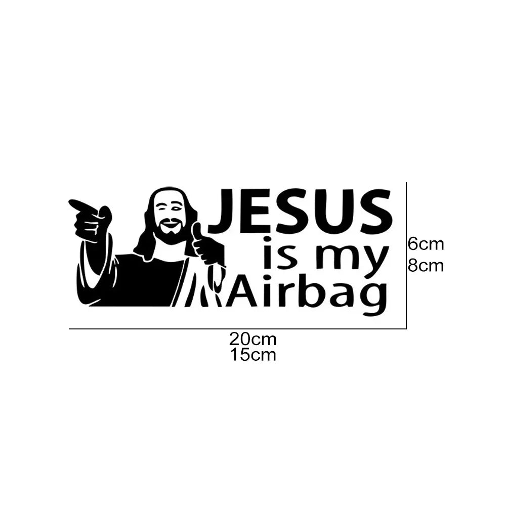 JESUS Is My Airbag Funny Car Sticker Auto Body Bumper Windows Motorcycle Laptop Walls Vinyl Film Decal Car Tuning Accessories