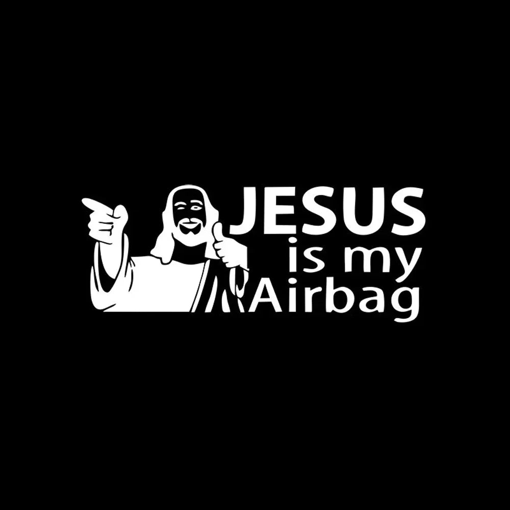 JESUS Is My Airbag Funny Car Sticker Auto Body Bumper Windows Motorcycle Laptop Walls Vinyl Film Decal Car Tuning Accessories