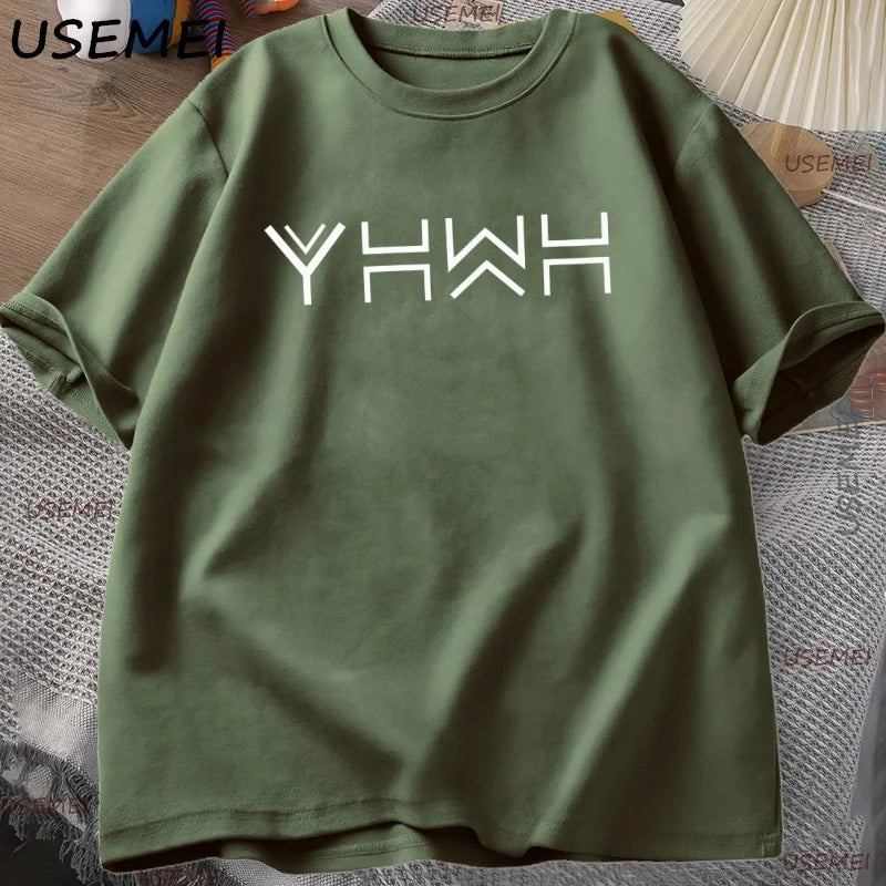 Yahweh T Shirt Mens Christian Jesus Religious T-shirt Casual Cotton Short Sleeve Men's Clothes Oversized Man Clothing Tops