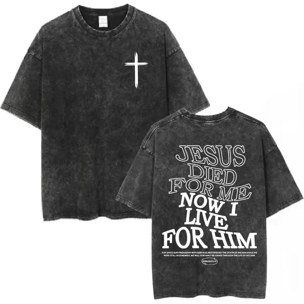 Christian Bible Text Retro Washed T-shirt