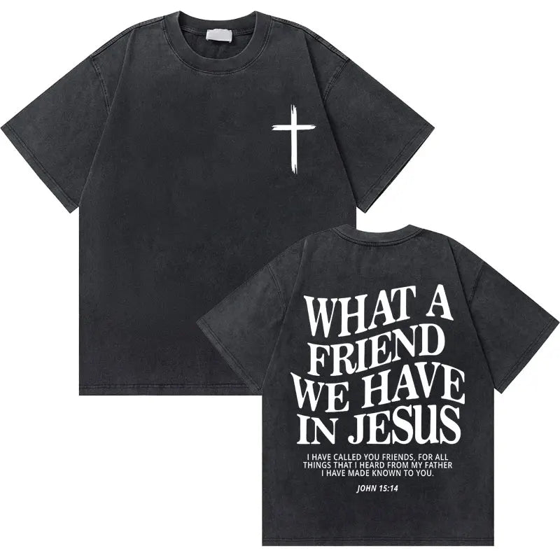 Casual Washed Retro Christian Jesus T-shirt