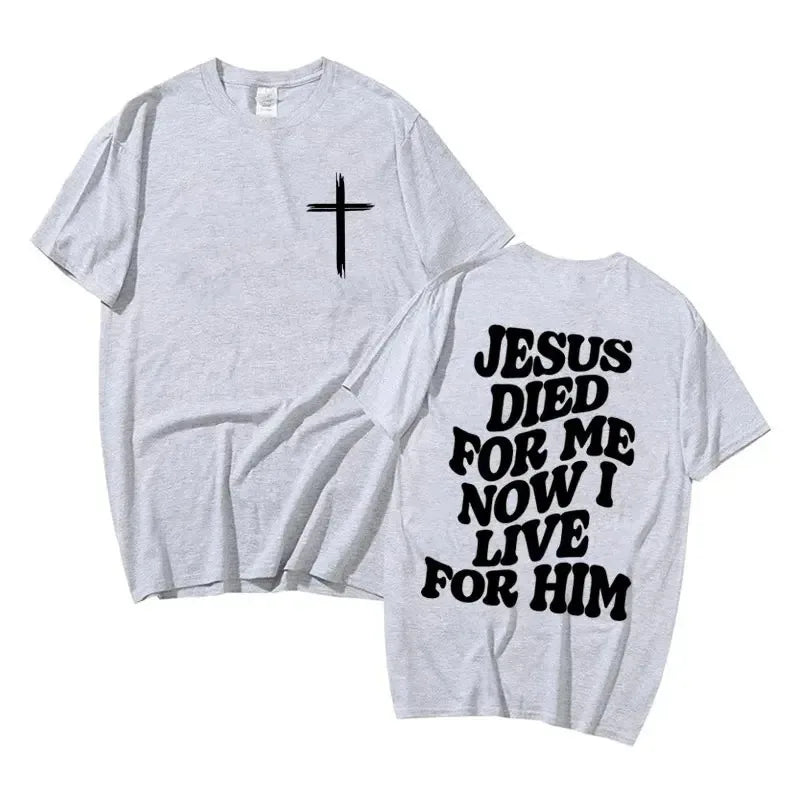 Harajuku Casual Men's Aesthetic Christian T Shirt Jesus Bible Verse Letters Print Apparel T-shirt Unisex Oversized T-Shirts Tops