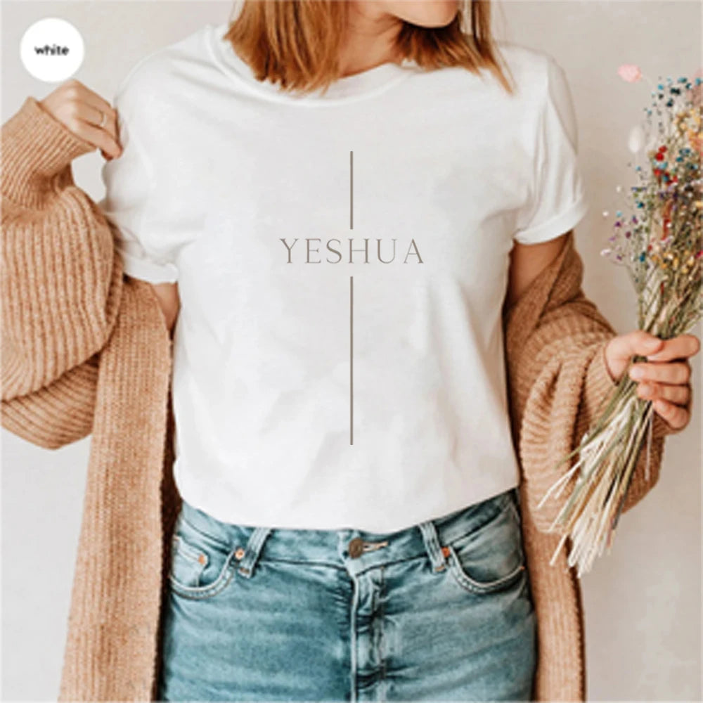 Vintage Yeshua T Shirt Christian Shirts Cool Christian Tshirt Jesus Shirt Faith T-Shirt Unisex Short Sleeves Casual Tops