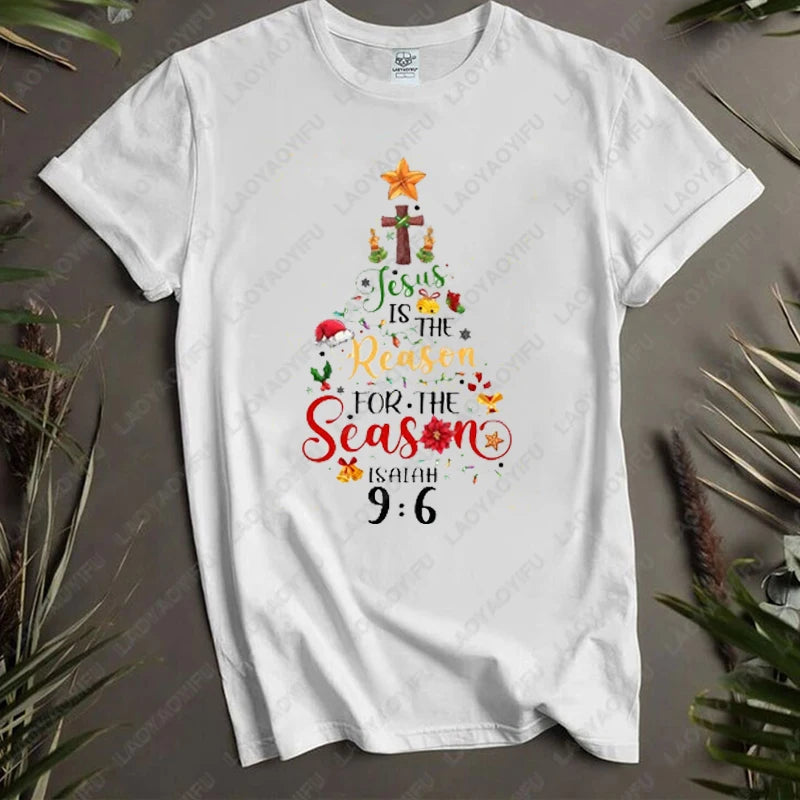 Jesus Is The Reason for The Season Clothing Christian Christmas Faith Men Women Harajuku Funny Tees Cotton Street Fashion Tshirt