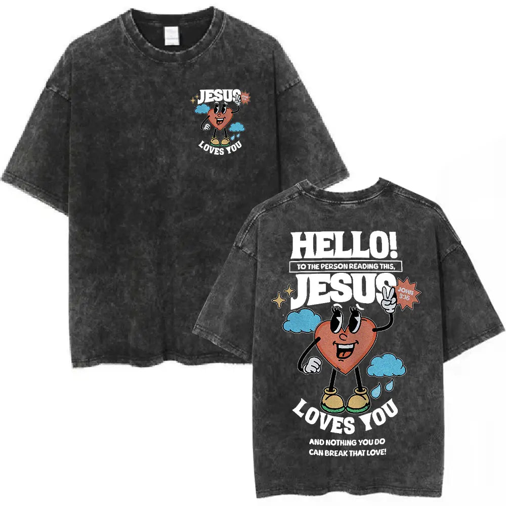 Christian Bible Text Retro Washed T-shirt