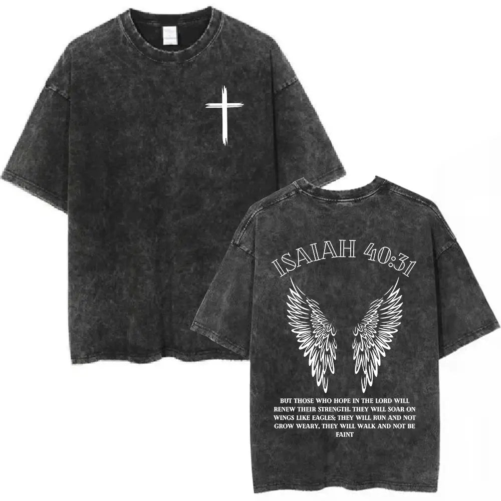 Christian Bible Text Retro Washed T-shirt