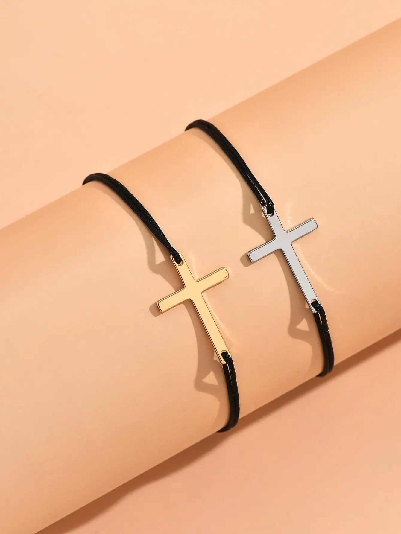 Minimalist Cross Couple Bracelet Set
