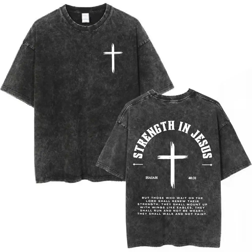 Christian Bible Text Retro Washed T-shirt