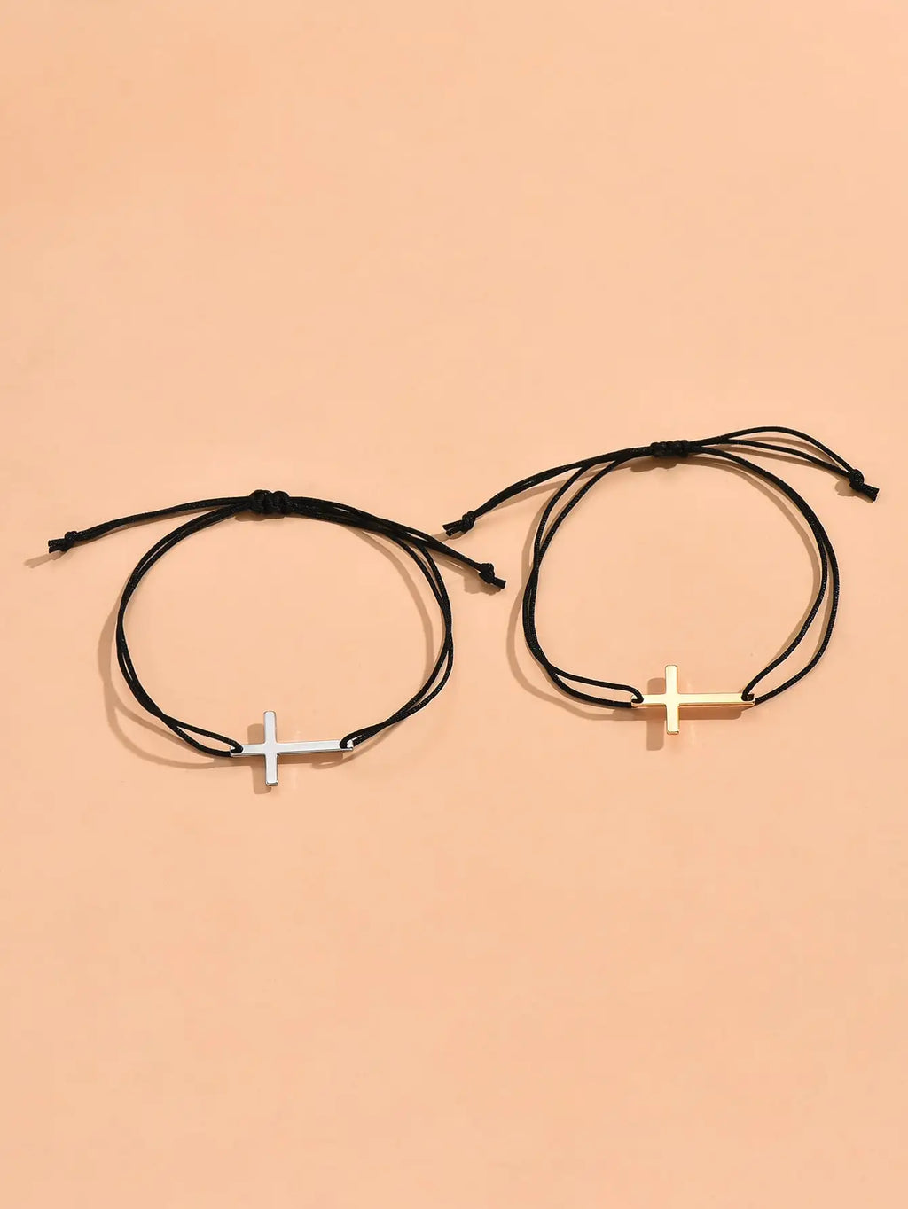 Minimalist Cross Couple Bracelet Set