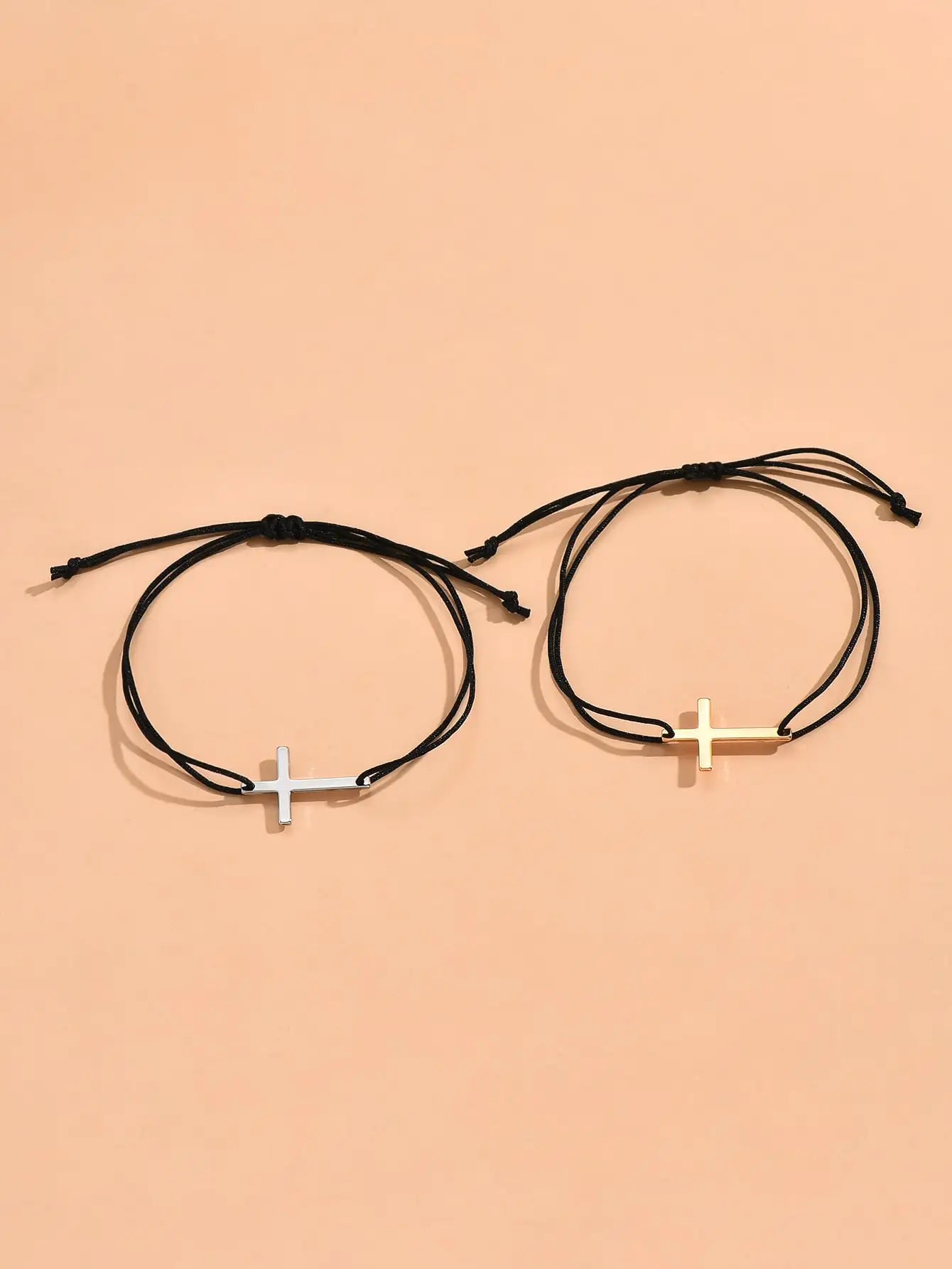 Minimalist Cross Couple Bracelet Set