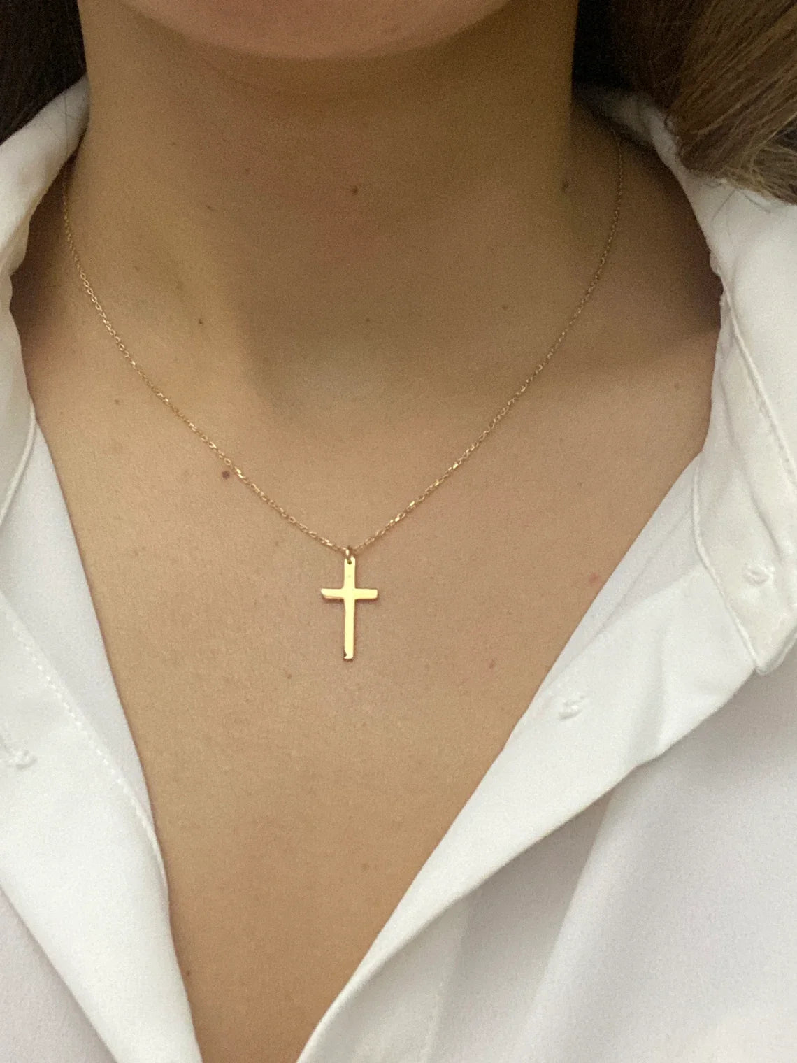Fashion Stainless Steel Cross Gold Silver Necklace