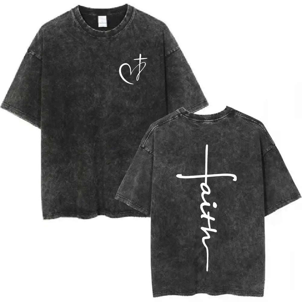 Christian Bible Text Retro Washed T-shirt