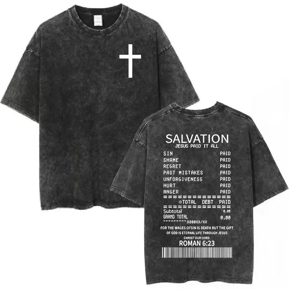 Christian Bible Text Retro Washed T-shirt