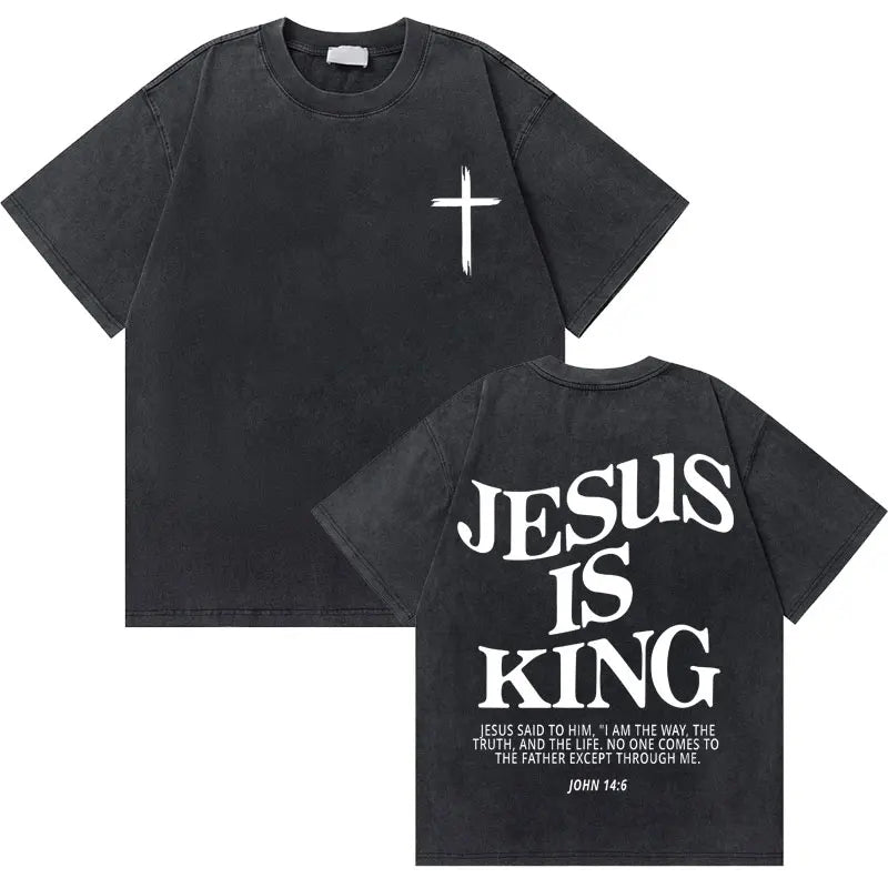 Casual Washed Retro Christian Jesus T-shirt