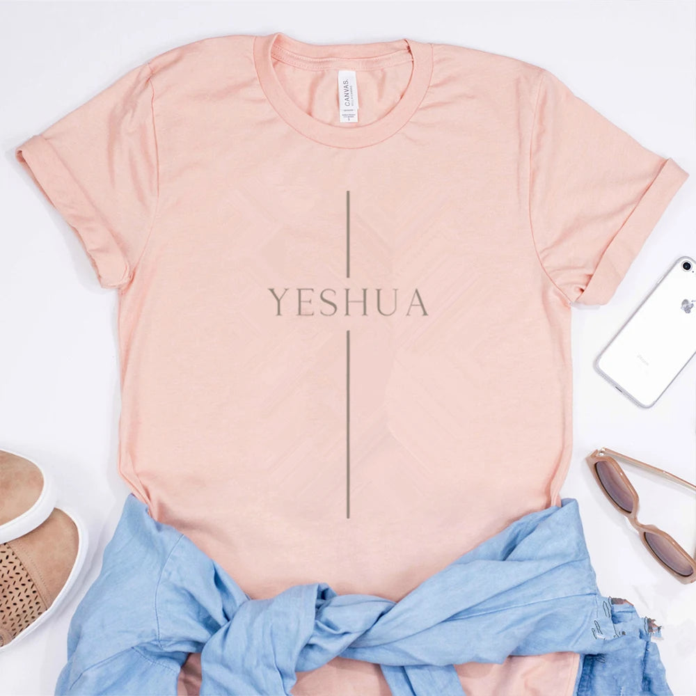 Vintage Yeshua T Shirt Christian Shirts Cool Christian Tshirt Jesus Shirt Faith T-Shirt Unisex Short Sleeves Casual Tops