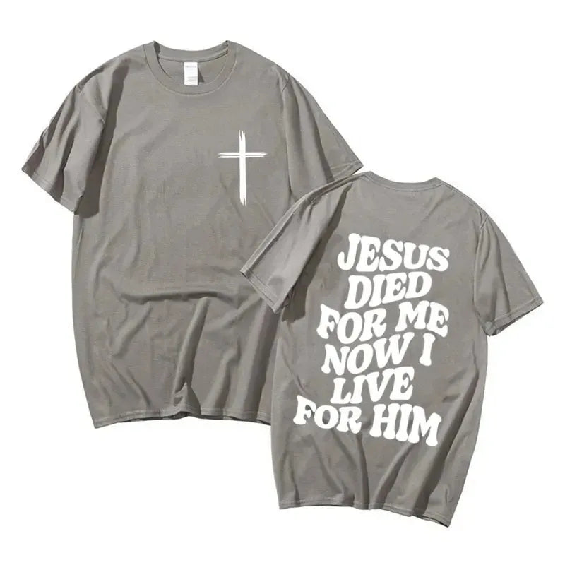 Harajuku Casual Men's Aesthetic Christian T Shirt Jesus Bible Verse Letters Print Apparel T-shirt Unisex Oversized T-Shirts Tops
