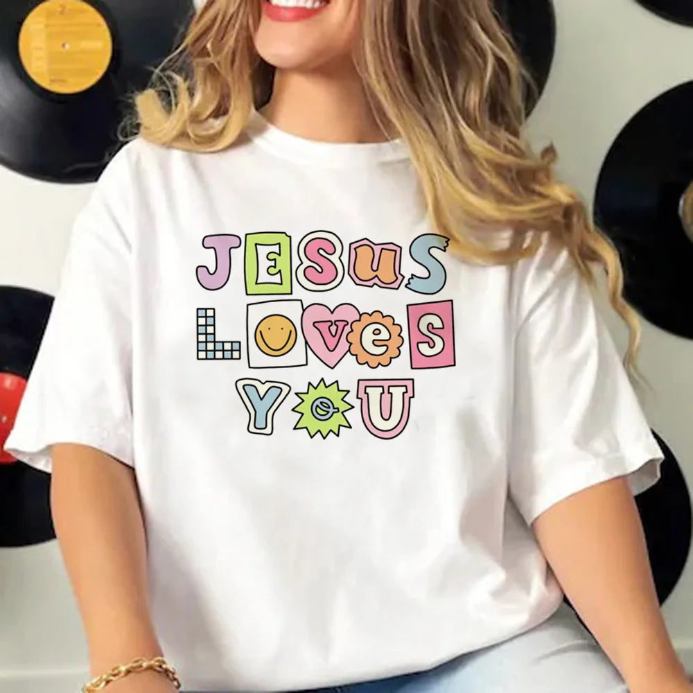 Jesus T Shirt Women Comic Funny Y2K Tee Female Comic Clothes Graphic T Shirts Graphic T Shirts Aesthetic Aesthetic