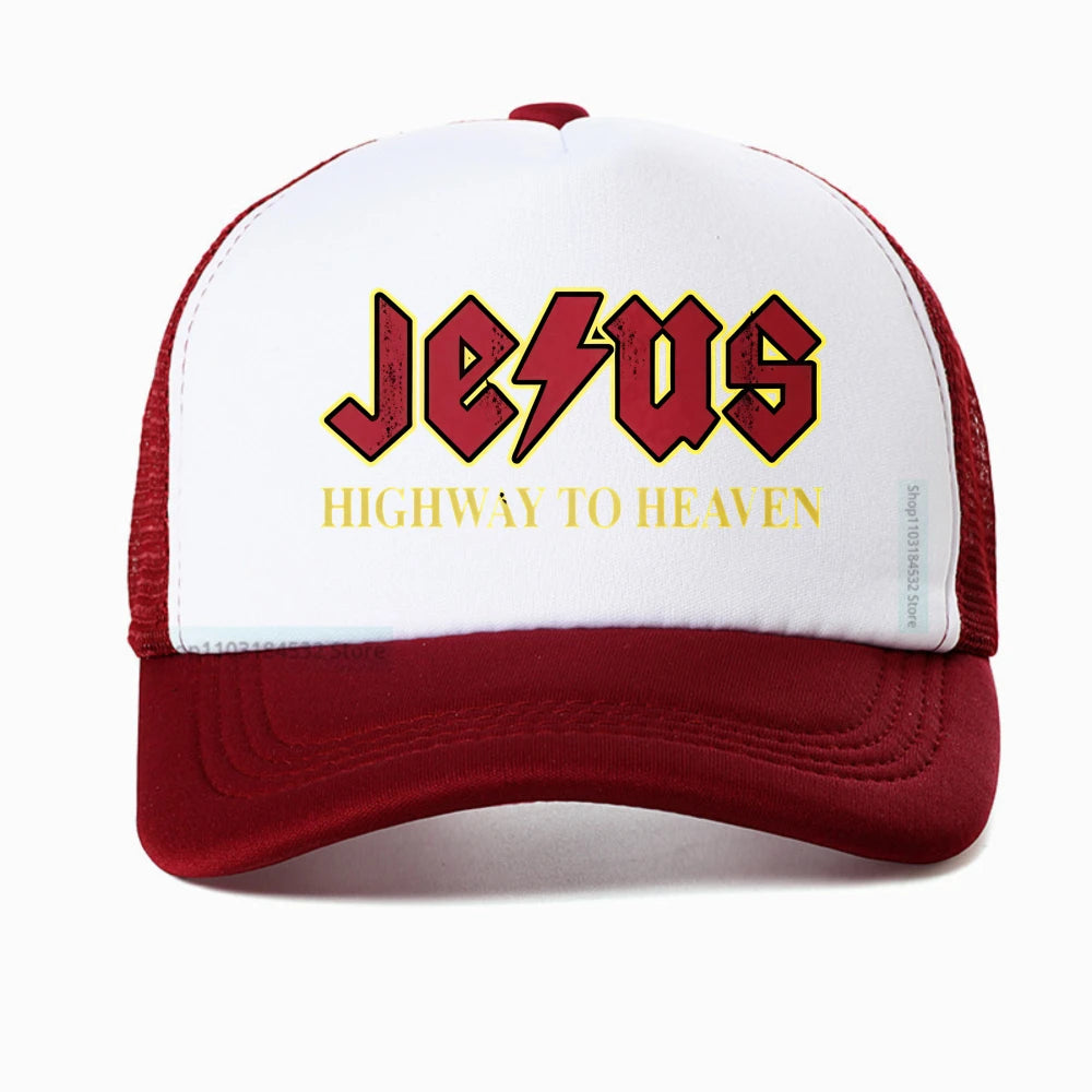 Vintage "Jesus Rocks Highway To Heaven" Mesh Snapback Cap